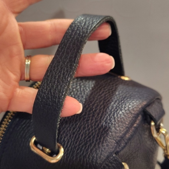 Vera Pelle Convertible Backpack Purse Bag Navy With removable Straps Italy Made main image 6